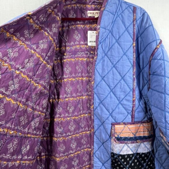 NWT Free People Jacket Womens Large Winnie Quilted Dutch Boho Patchwork Pockets - Picture 7 of 13